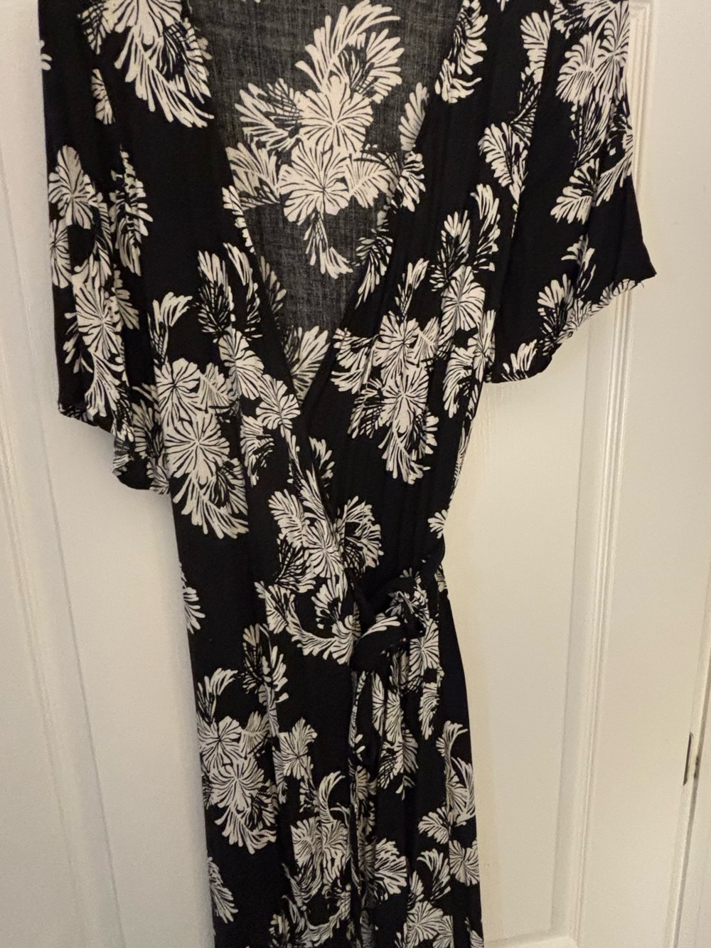 Roxy Black Wrap Maxi Dress with White Floral Print